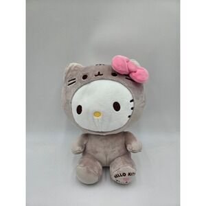 Hello Kitty x Pusheen Plush Sanrio Grey Cat Costume Stuffed Animal 2021 9 Inch